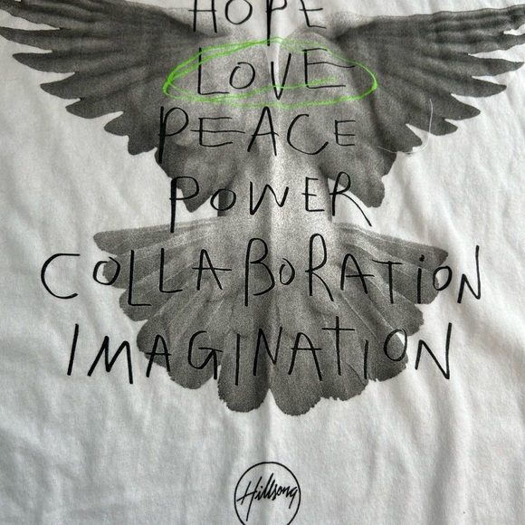 Media Collective London White Collaboration T-Shirt XL Hope Love Peace Wings - Picture 6 of 13